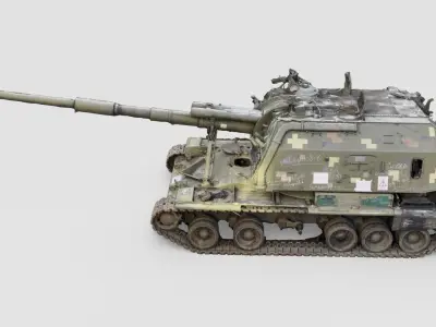 Destroyed 2S19 Msta 152 mm self-propelled howitzer M1990  3D model buy