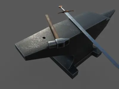 Medieval Craftsman Tools  Low-poly 3D model