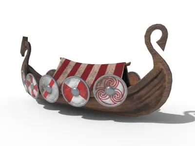 Viking Ship Drakkar PBR Low Poly Low-poly 3D model