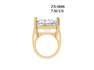 Emerald Art Deco Ring 3D print model 19