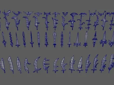 Medieval mega weapon kit bash pack series - Vol 3 - Pole Arms Low-poly 3D model