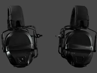 Realistic Military Tactical Headset - Game Ready Low-poly 3D model