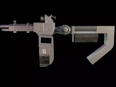 Sci-Fi Gun Low-poly 3D model 9