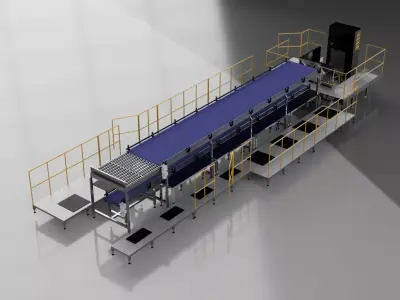 Industrial Factory Scene Conveyor Belts 3D model