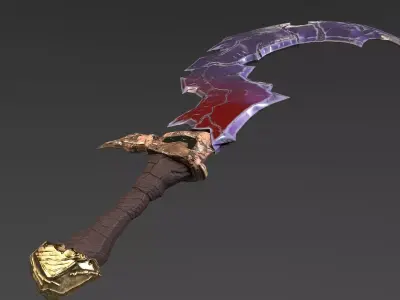 Crystal Scythe of the Abyss - 3D Model Low-poly 3D model