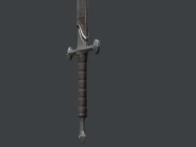 Engraved Fantasy Sword and Scabbard A Low-poly 3D model