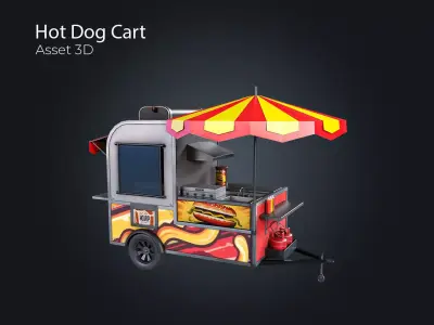 Hot Dog Cart Low-poly 3D model purchase