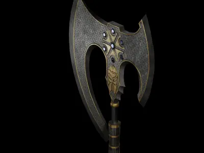 Slavic viking great fantasy axe Low-poly 3D model