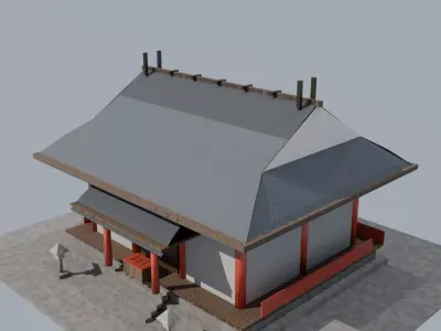 Japanese Buddhist Temple Otera Low Poly Low-poly 3D model