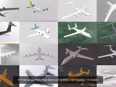 IP-Free Cargo Plane Pack Mesh and NURBS CAD included