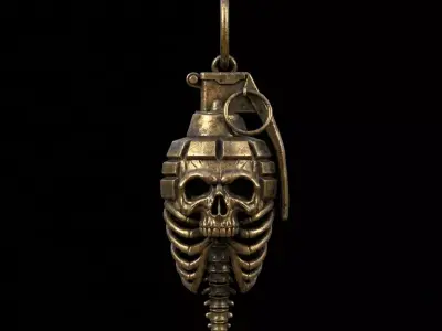 Skull Grenade Pendant 3D print model