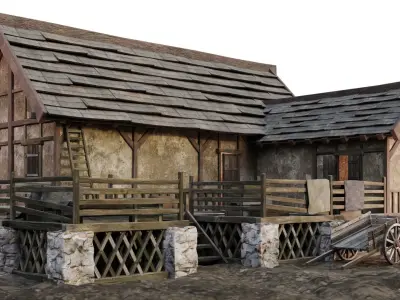 Old House Medieval 20 PBR 4K GameReady Low-poly 3D model