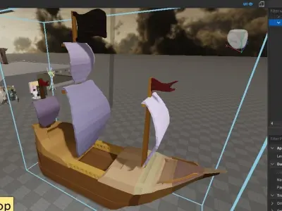 Ship pirate boat Low-poly 3D model