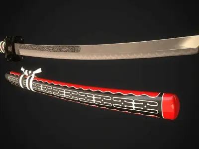 Wakizashi 02 Low-poly 3D model