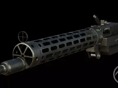 Spandau LMG 08 machine gun Low-poly 3D model