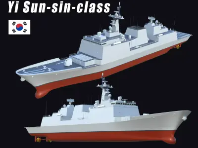 Yi Sun-sin-class destroyer Low-Poly  3D model