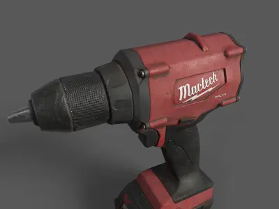 cordless screwdriver Low-poly 3D model