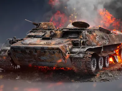 MT-LB Destroyed Low-poly 3D model