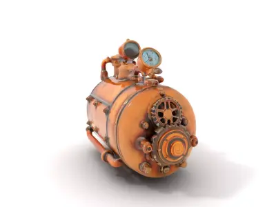 Steampunk Boiler Model Pack with Detailed Brass Finish Low-poly 3D model