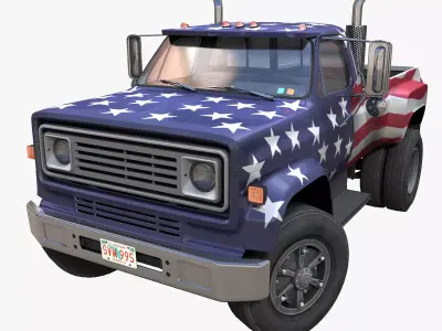 80s custom pickup truck Low-poly 3D model