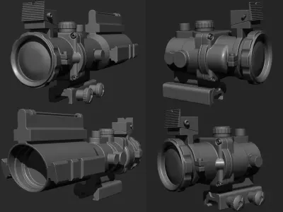 Highpoly Gun Scope model for gaming 3D model