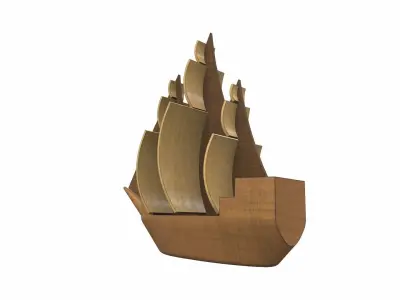 Wooden ship toy 9 Free 3D model