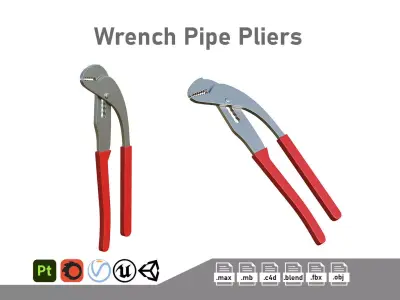 Wrench Pipe Pliers Low-poly 3D model