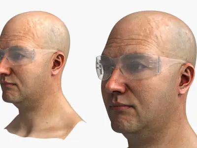 Industrial Safety Glasses on Face 3D model