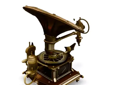 Steampunk Gramophone 3D Model Low-poly 3D model