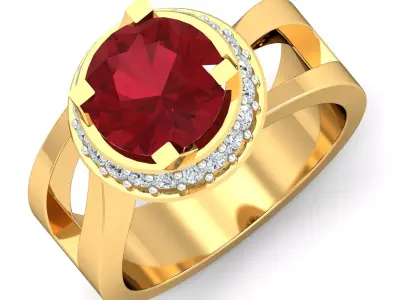 Antique Gemstone Crystal Red Stone Ring 3D print model