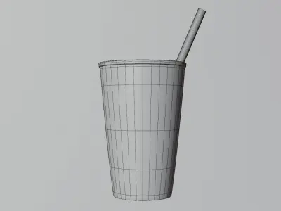 Cup with straw 3D model