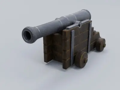 Low poly Cannon Low-poly 3D model Low-poly 3D model