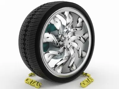 ORTAS CAR WHEEL RIM 77 GAME READY WHEEL RIM TIRE 3D model