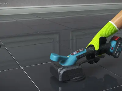 Cordless Tile Vibrator on Black Ceramic Tiles 3D model