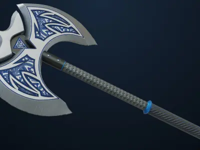 Battle Axe 04 All PBR Unity UE Textures Included Low-poly 3D model