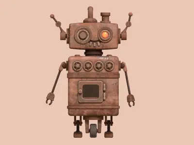 Stylized Robot Oven Low-poly 3D model