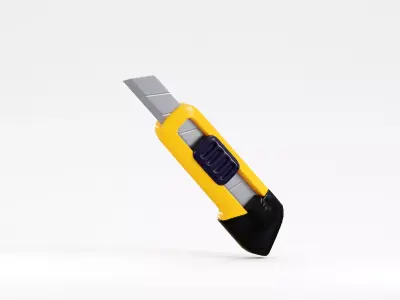 Slide Lock Paper cutter knife Low-poly 3D model