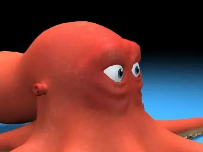 cartoon red Octopus  Low-poly 3D model