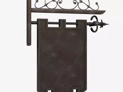 Signboard metal sign with ornate design 3D model