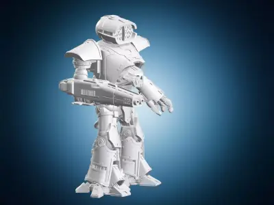 Heavy Battle Mech Miniature with Skull Face 3D print model