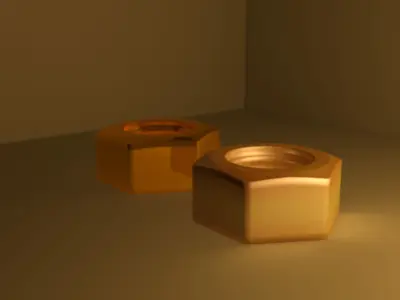 Nut low poly 3d model two nuts on table Low-poly 3D model