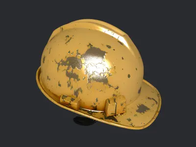 Worn Yellow Construction Safety Helmet 3D Model  Low-poly 3D model