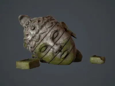 Ancient statue head Low-poly 3D model