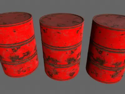 barrel set 4 different colored rusty barrels Low-poly 3D model
