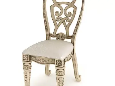 Antique Cushioned Chair 3D model