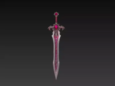 Crimson Wraith Fantasy Sword - Low Poly 3D Weapon Low-poly 3D model
