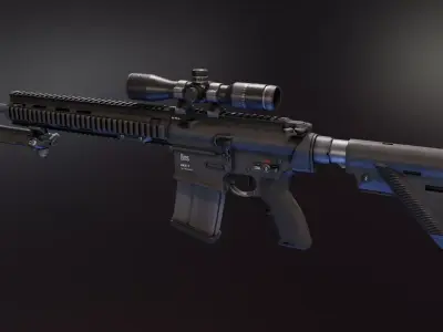 HK417a1 Battle Rifle Low-poly 3D model