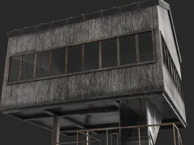 Old Rusty Industial Building Low-poly 3D model
