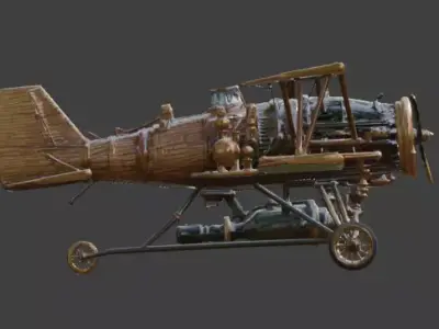 Stylized 3D Steampunk Vertical Takeoff Aircraft Low-poly 3D model