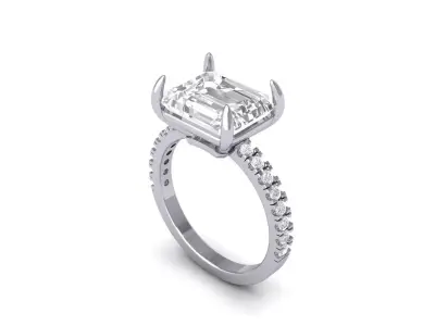 Emerald Solitaire Ring 3D print model 28